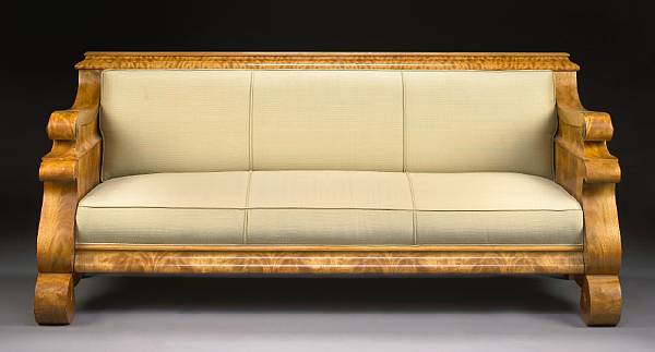 Appraisal: A Biedermeier birch sofa first half th century The upholstered