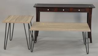 Appraisal: Crate Barrel contemporary hall table coffee table and side table