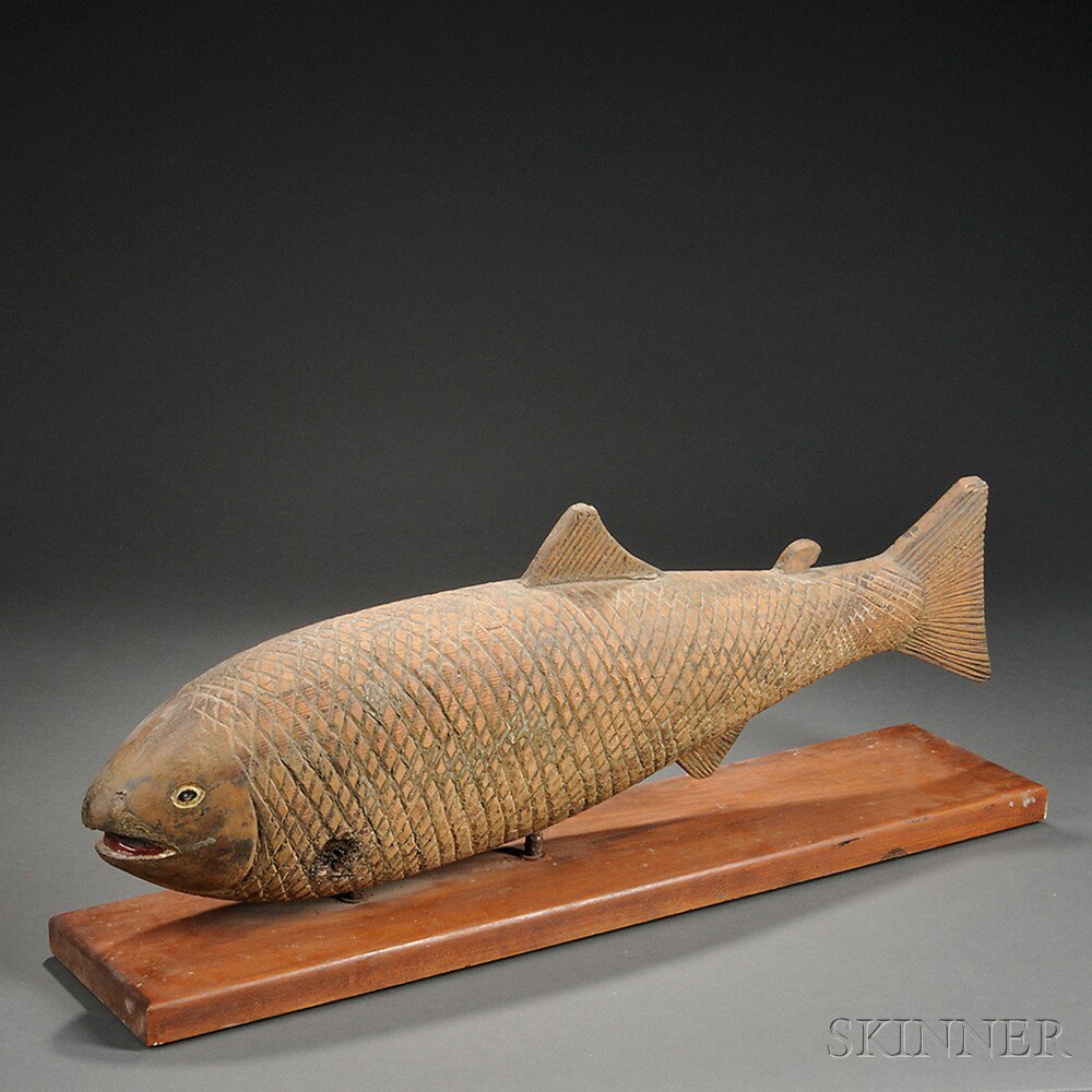 Appraisal: Carved Codfish Figure America early th century the full-body form