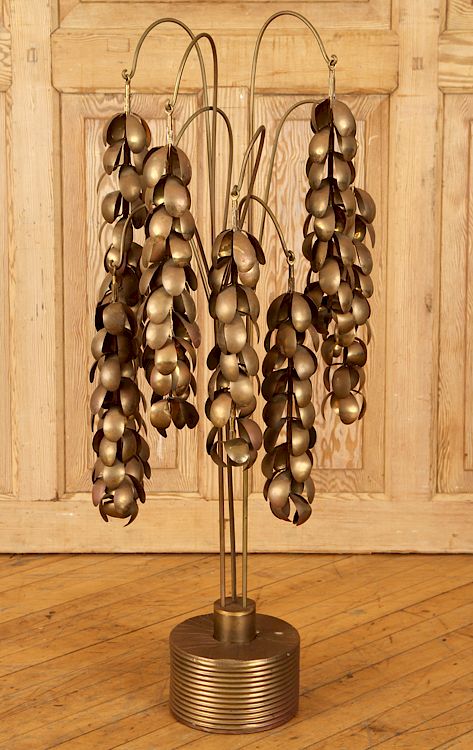 Appraisal: MID CENTURY MODERN BRASS FLORAL SCULPTURE A mid century modern