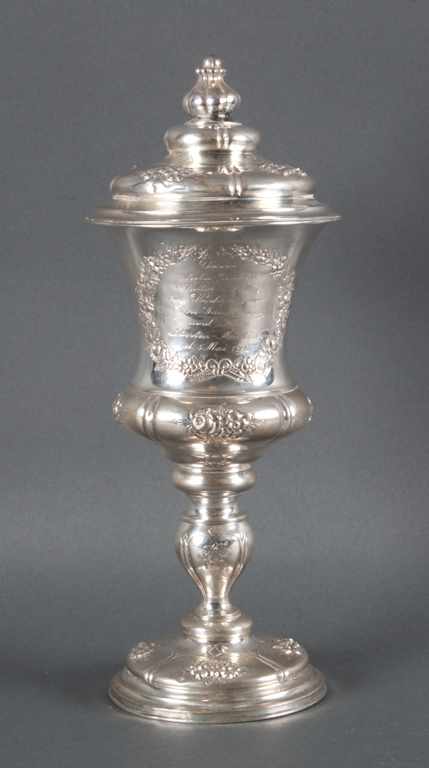 Appraisal: German repousse silver covered pokal early th century with an