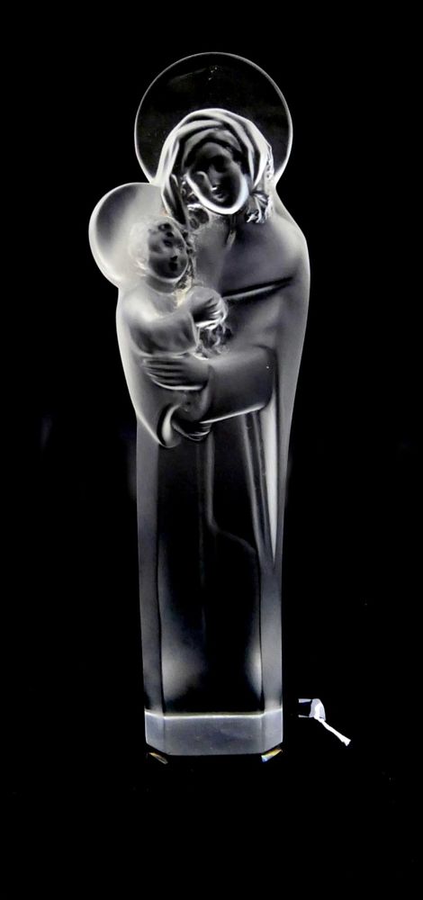 Appraisal: LARGE LALIQUE MADONNA AND CHILD BLACK BASE For auction the