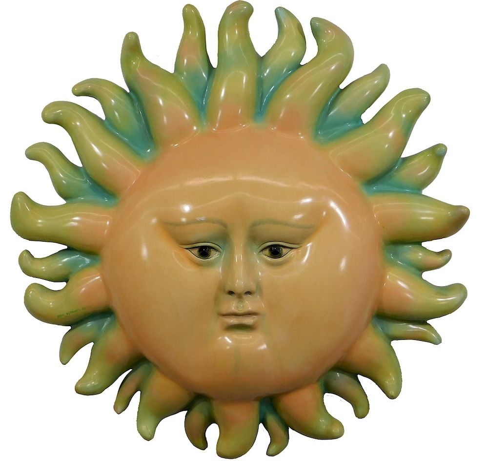 Appraisal: Sergio Bustamante Papier Mache Sun Face Sculpture Sergio Bustamante Mexico