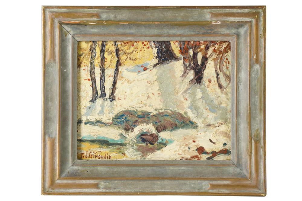 Appraisal: FRANK J GIRARDIN - WINTER LANDSCAPEoil on board signed lower