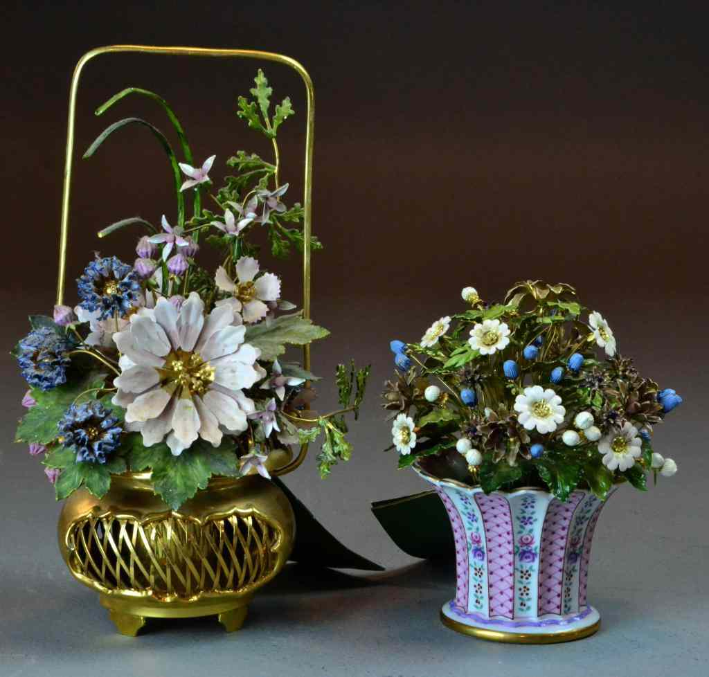 Appraisal: Hutcheson Enamelled Floral ArrangementsConsisting of two ''Fleurs des Siecles'' or