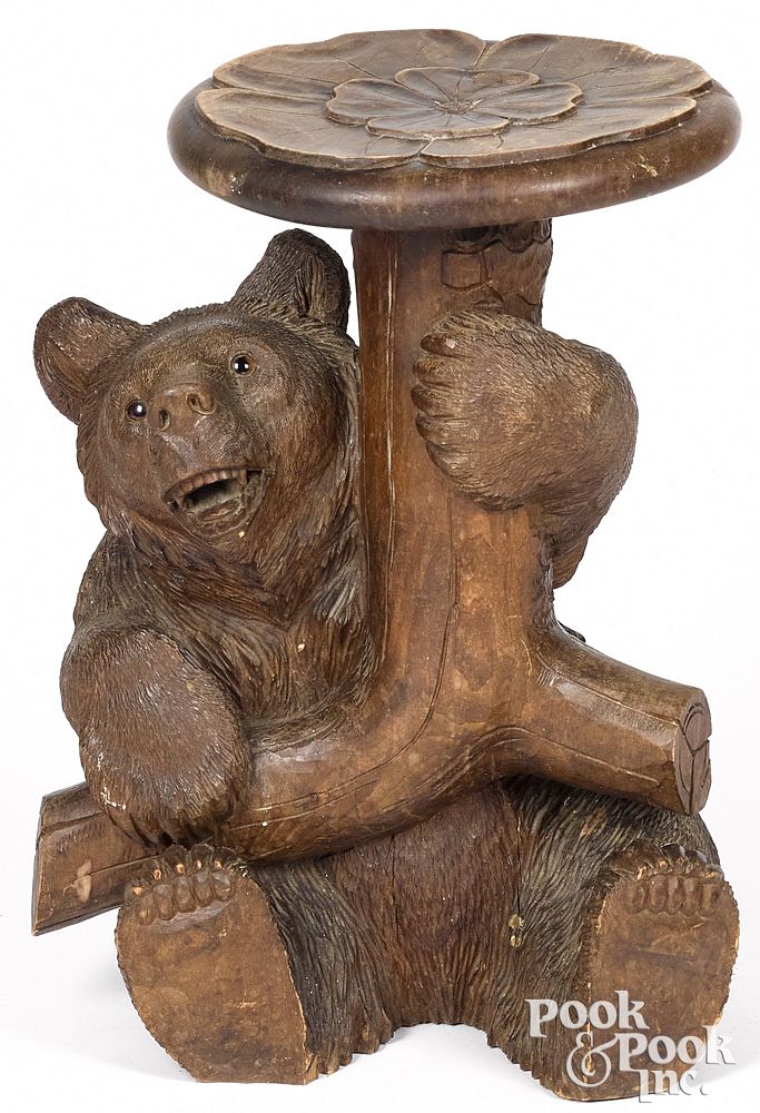 Appraisal: Black Forest carved bear plant stand ca Black Forest carved