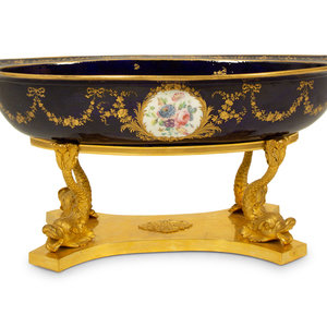 Appraisal: A Sevres Porcelain Bowl Mounted on Gilt Bronze Stand TH