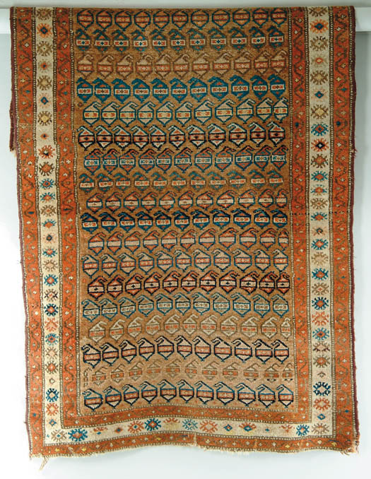 Appraisal: ANTIQUE ORIENTAL RUG The brown field with twenty-two rows of