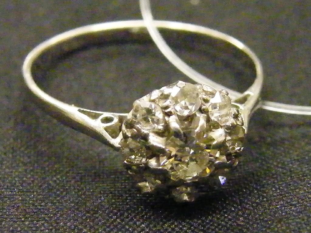 Appraisal: White gold diamond cluster ring size M N cluster mm