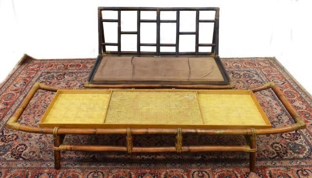 Appraisal: lot of Rattan framed loveseat and coffee table designed by