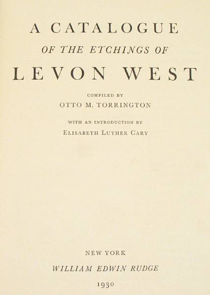 Appraisal: West Levon Torrington Otto M A Catalogue of the Etchings