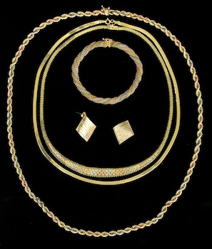 Appraisal: A Collection of Yellow Gold and Tri-Color Gold Jewelry A