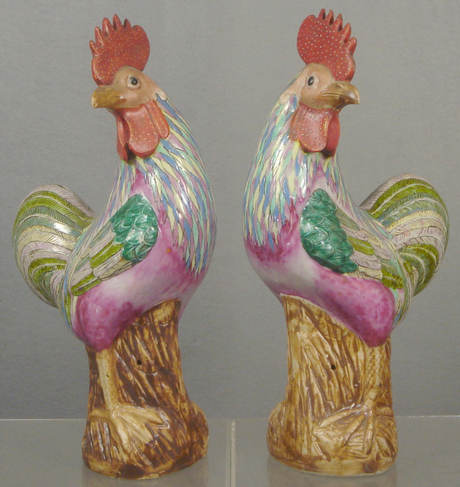 Appraisal: Chinese export porcelain Famille Rose pair of roosters h with