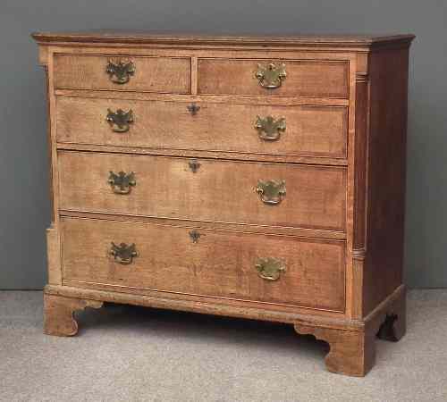 Appraisal: A late Georgian ''North Country'' oak and mahogany crossbanded chest