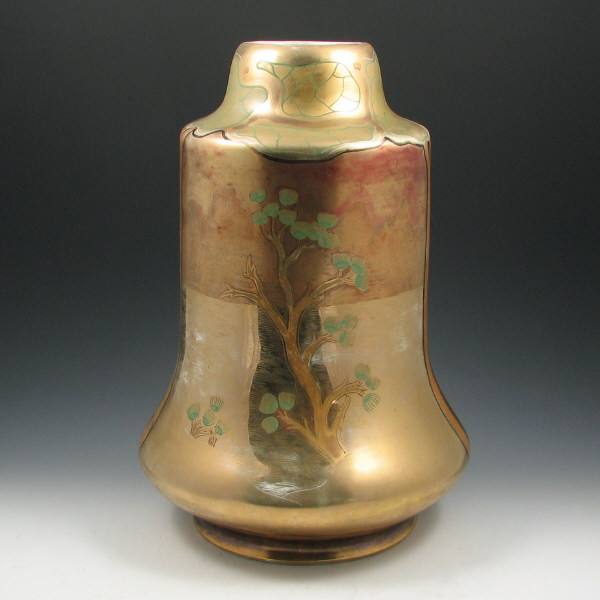 Appraisal: Massive Swastika Keramos scenic luster vase undoubtedly the work of