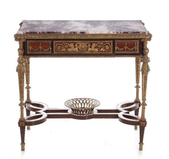 Appraisal: French ormolu and marble writing table circa manner of Weisweiler