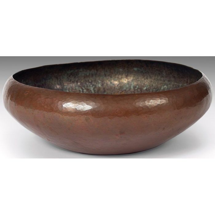 Appraisal: Jarvie bowl attribution low form in hammered copper unsigned dia