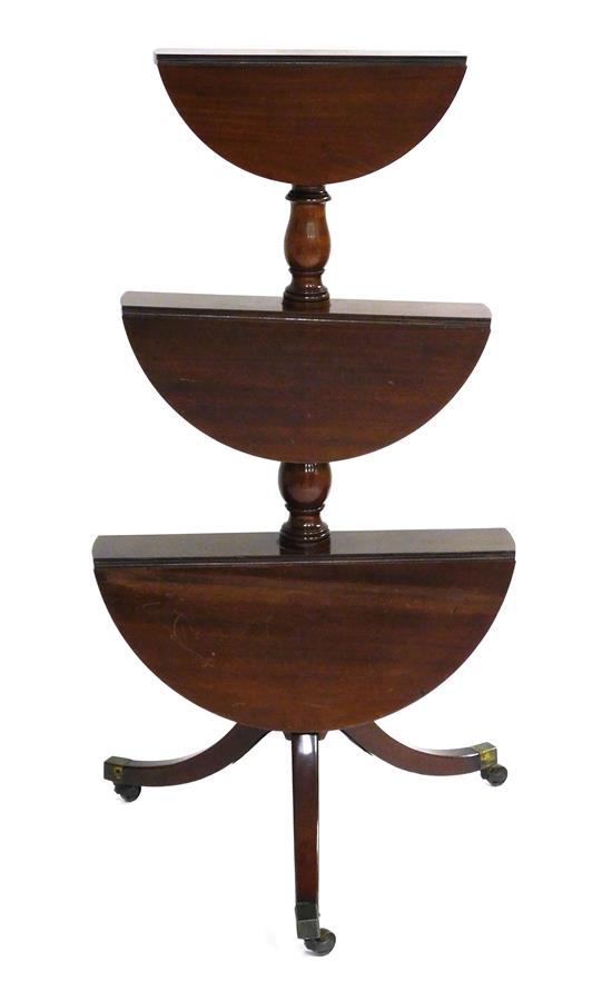 Appraisal: English Sheraton mahogany dumb-waiter c three tiers each having pair