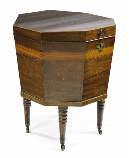 Appraisal: A George III mahogany octagonal wine cooler of tapering form