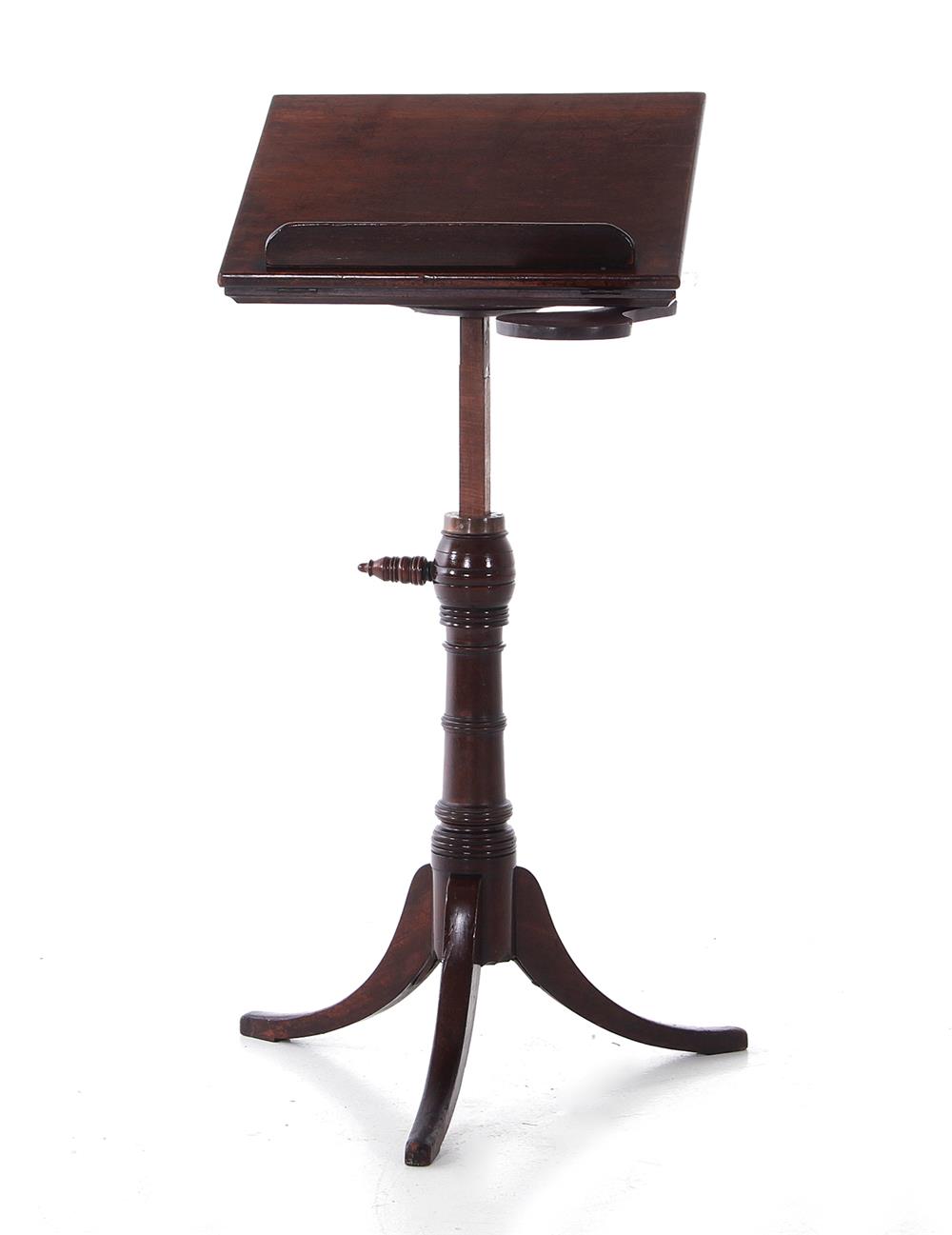 Appraisal: Georgian mahogany adjustable reading stand first quarter th century hinged