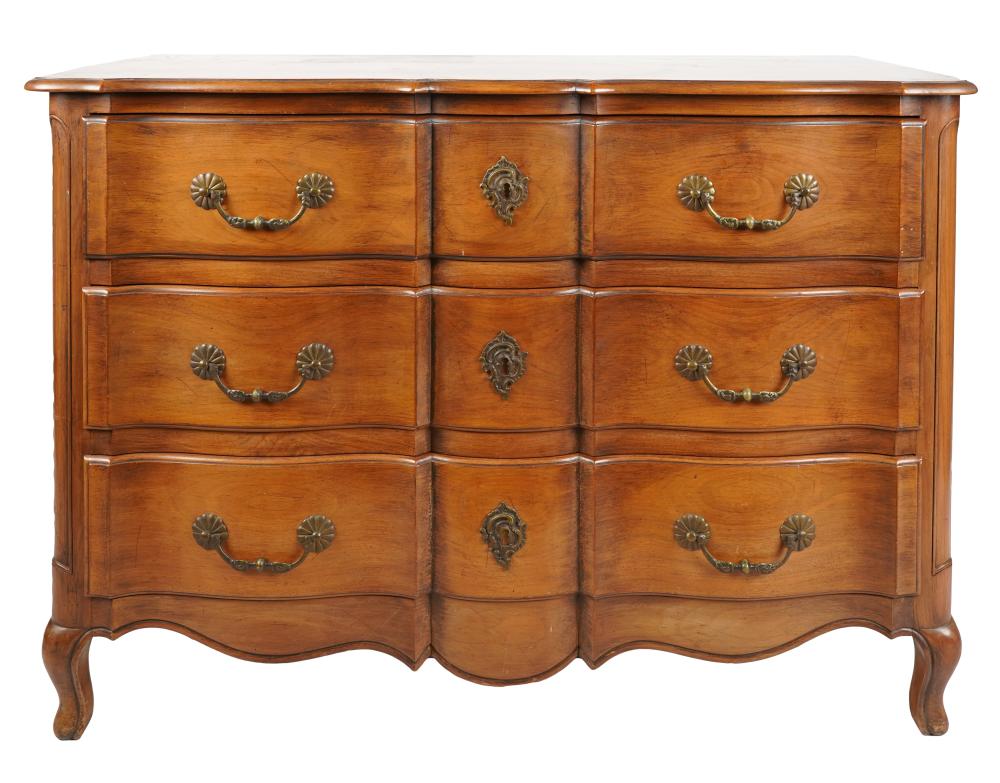 Appraisal: FRENCH PROVINCIAL COMMODE th century of serpentine outline with three