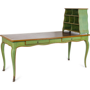 Appraisal: A Louis XV Style Painted Cartonnier Desk th Century with