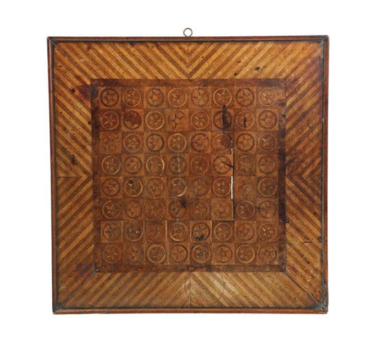 Appraisal: INLAID GAMEBOARD American late th-early th century mixed woods Checkerboard