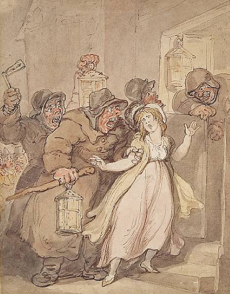 Appraisal: Thomas Rowlandson British - The night watch picking up a