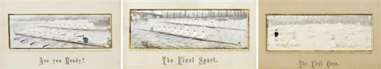 Appraisal: A Group of Three Woven Silk Stevengraphs Pertaining to Sports