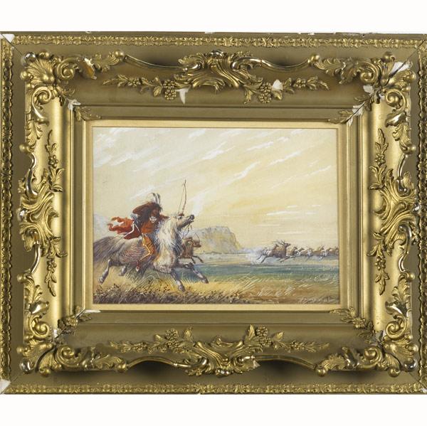 Appraisal: AFTER ALFRED JACOB MILLER American - Untitled Hunting Scene gouache