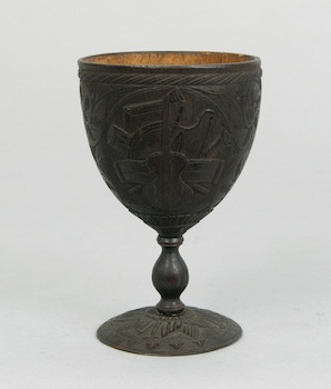 Appraisal: A European Finely Carved Coconut Chalice Of a chalice form