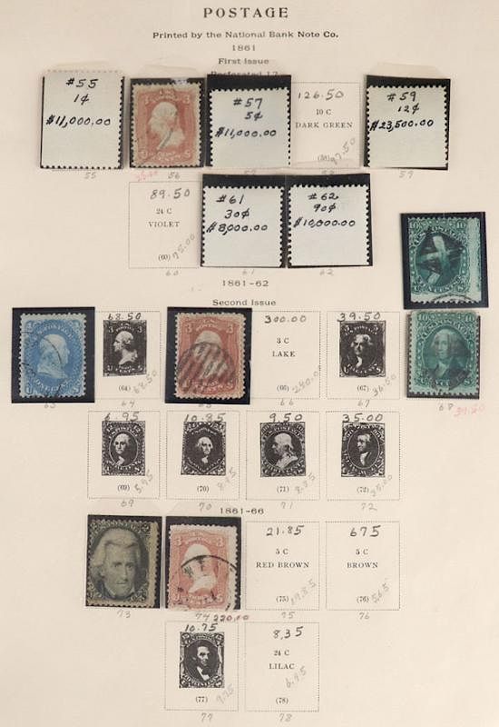 Appraisal: A GOOD COLLECTION OF EARLY US POSTAGE STAMPS A GOOD