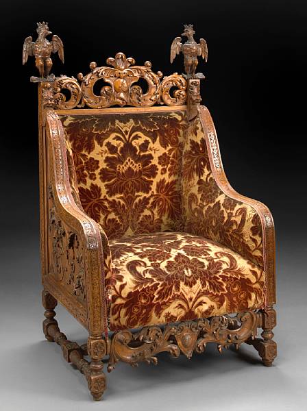 Appraisal: An Austrian Renaissance Revival carved walnut armchair late th century