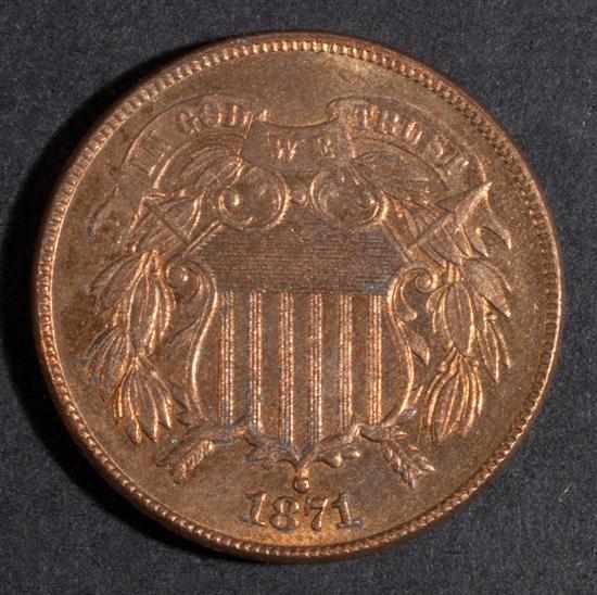 Appraisal: United States bronze two-cent piece MS- Estimate - Register records