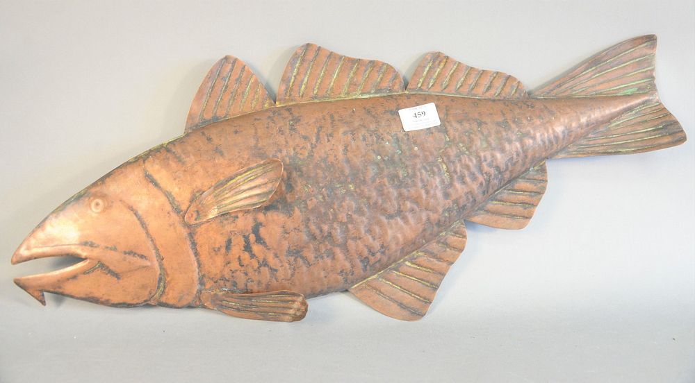 Appraisal: A Connecticut Coppersmith Cod wall sculpture hammered copper signed and