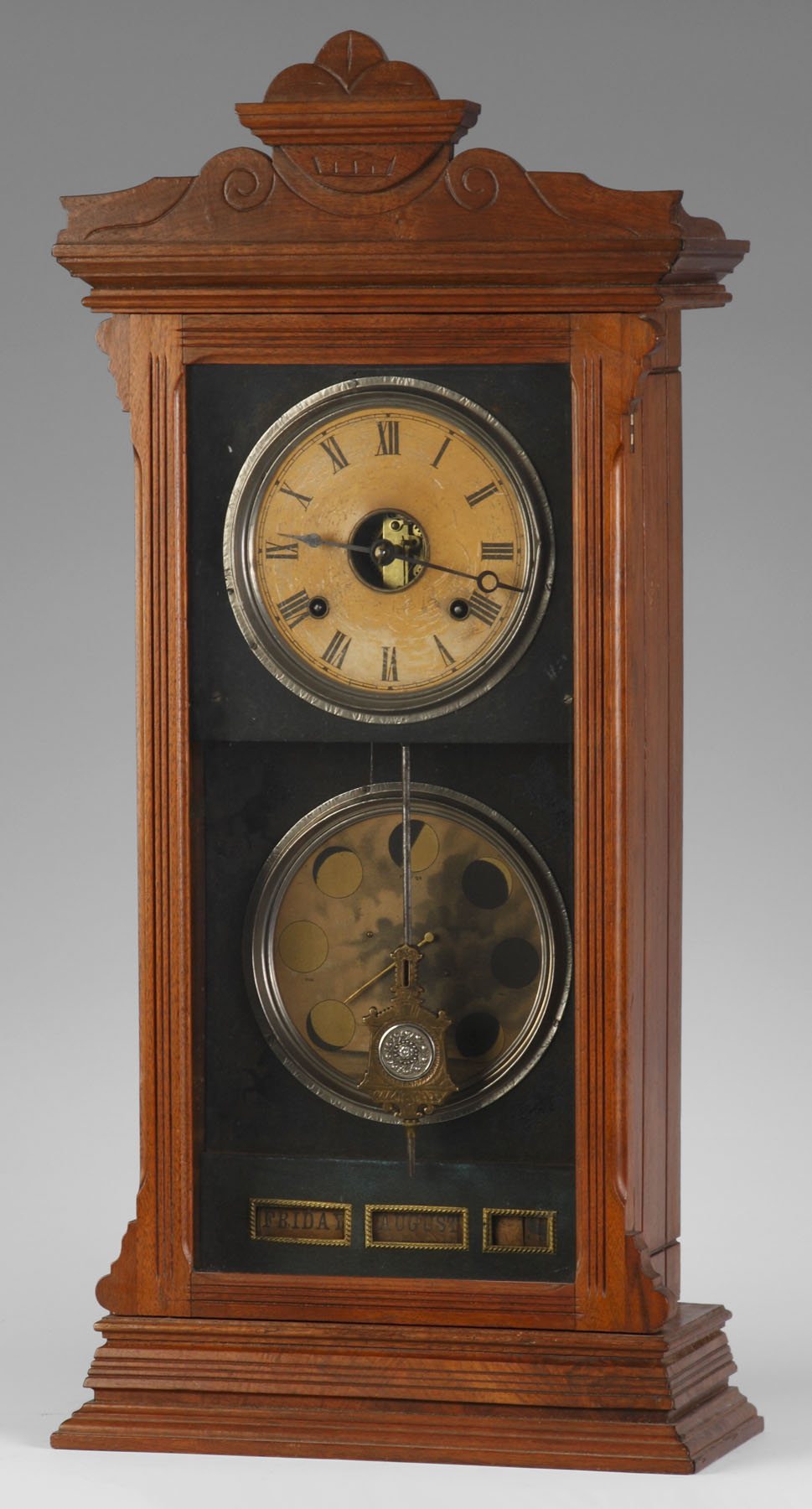 Appraisal: Rare Macomb's Calendar Clock Co Walnut case in nice old