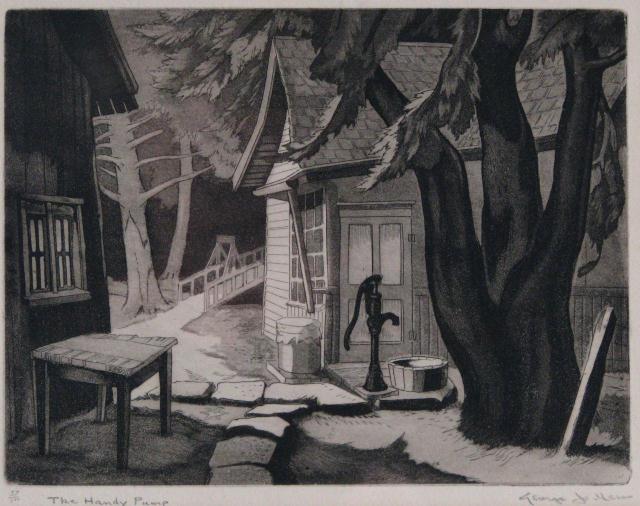 Appraisal: George Jo Mess - IN etching ''The Handy Pump'' image