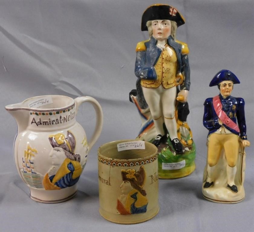 Appraisal: LORD NELSON COMMEMORATIVE CERAMICS TOinclude Hard paste porcelain figure of