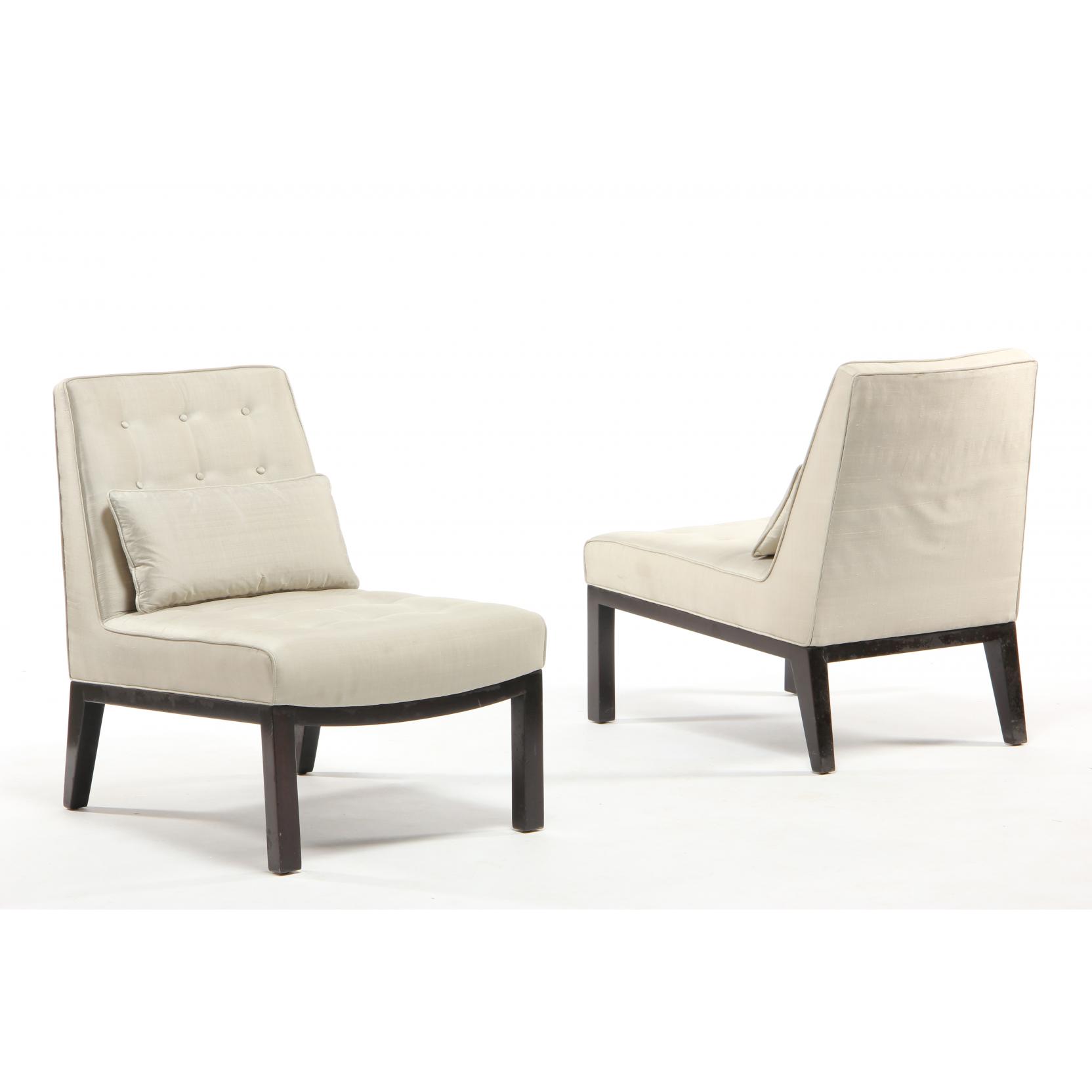 Appraisal: Edward Wormley Am - Pair of Slipper Chairs for Dunbar