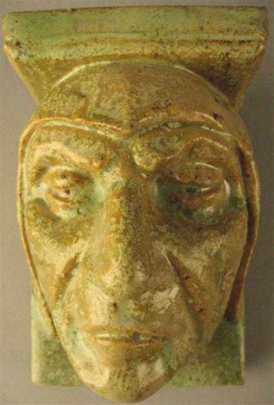 Appraisal: Ceramic Corbel of Stern Monk in green and brown glaze