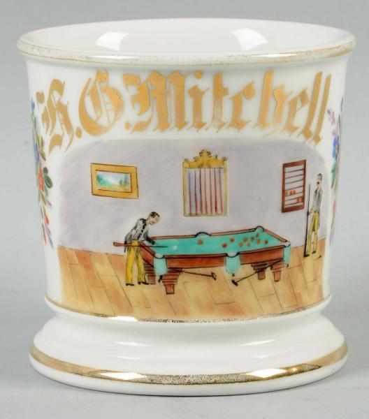 Appraisal: Pool Hall Shaving Mug Gilt name R L Mitchell Condition