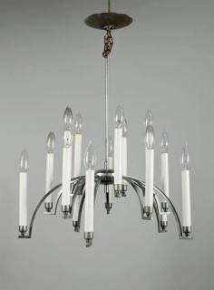 Appraisal: Mid-Century modernist chrome fifteen light chandelier high wide