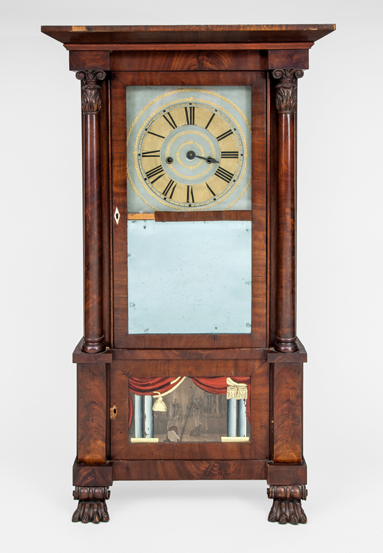 Appraisal: AMERICAN CLASSICAL MAHOGANY SHELF CLOCK E W ADAMS With paper