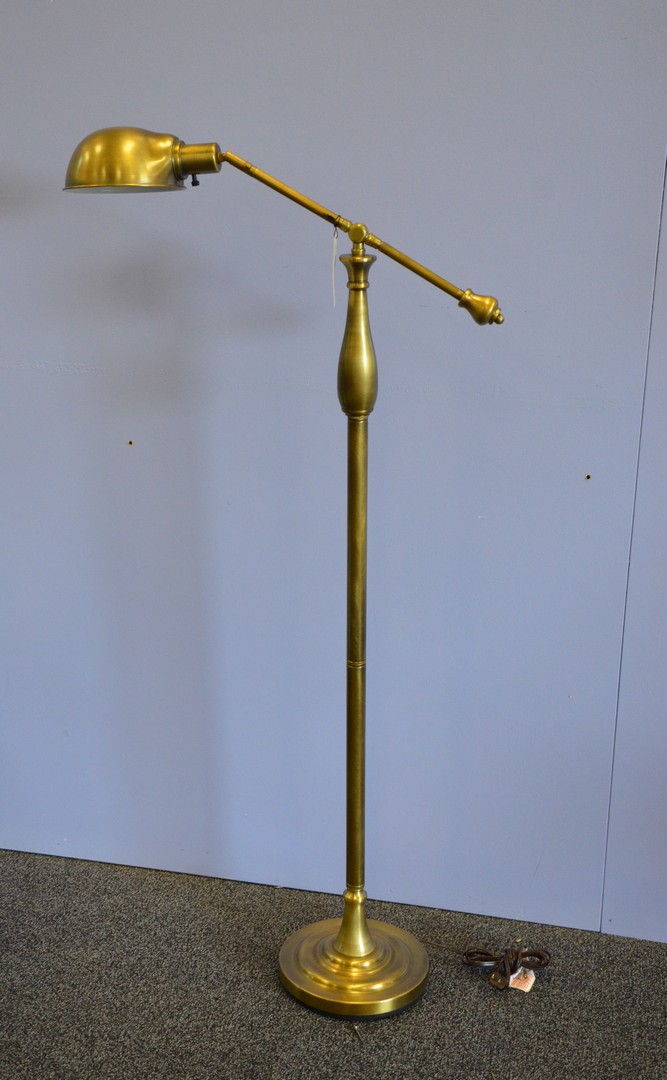 Appraisal: Adjustable brass finished goose neck floor lamp h