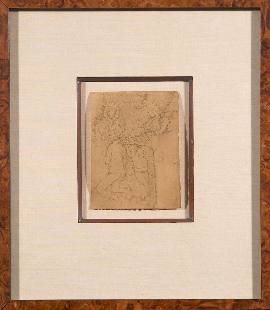 Appraisal: ROBERT LAVIGNE OIL PENCIL ANTIQUE ITALIAN PAPER Artist Robert LaVigne