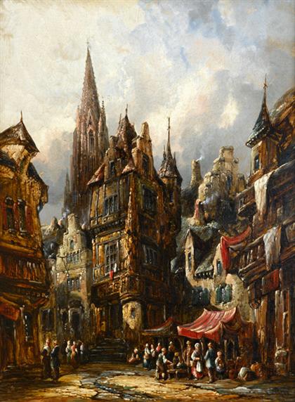 Appraisal: HENRY SCHAEFER british - STREET IN FRANKFURT KOBLENZ Signed bottom