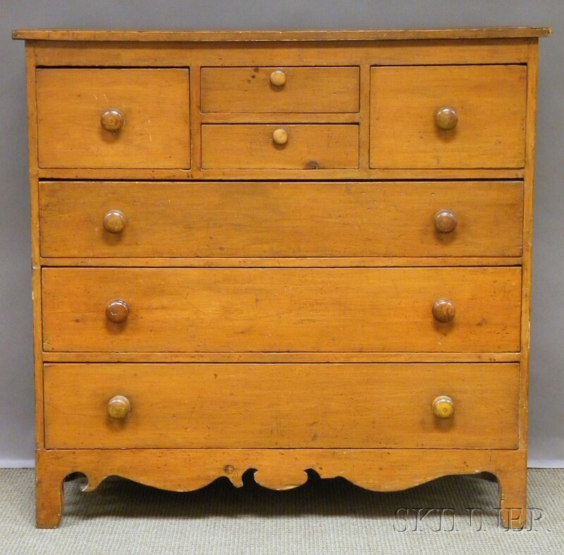 Appraisal: Large Country Pine Six-drawer Bureau ht wd dp in