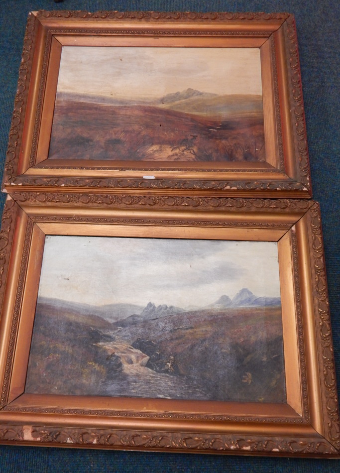 Appraisal: thC School Highland landscapes oil on canvas a pair cm