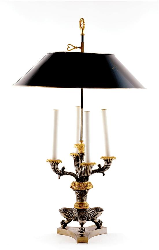 Appraisal: Charles X style five-light silver and gilt candelabrum late th