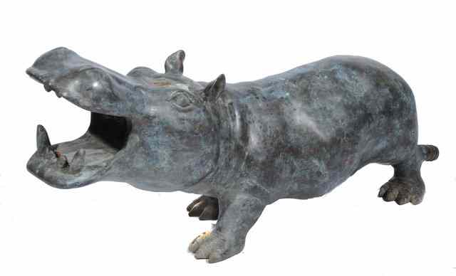 Appraisal: A BRONZE FOUNTAIN in the form of a hippopotamus standing